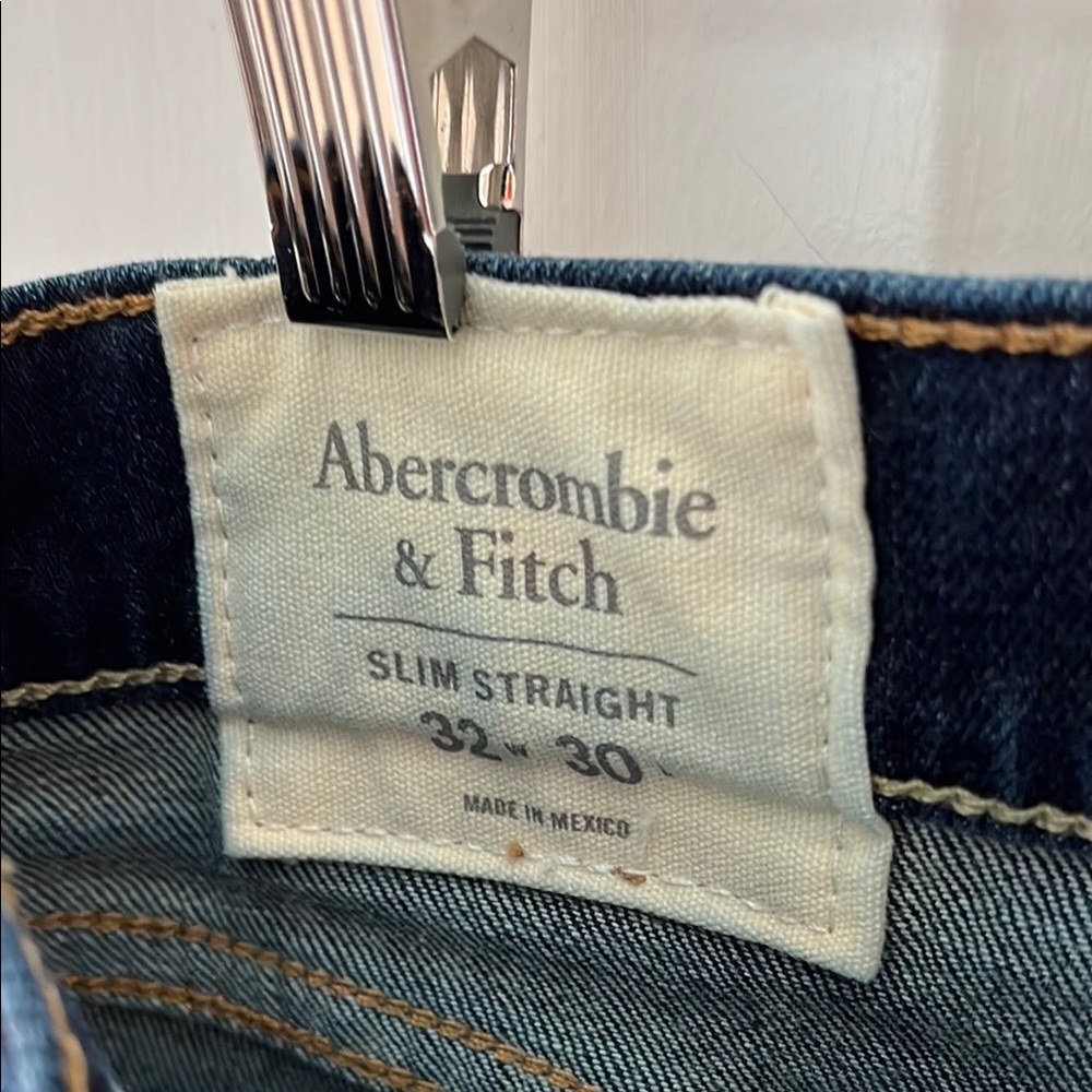 Men's Abercrombie & Fitch Dark Blue Slim Straight Stretch 32x30 Jeans - Picture 2 of 5